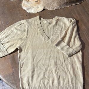 Men's Beige V-Neck Sweater